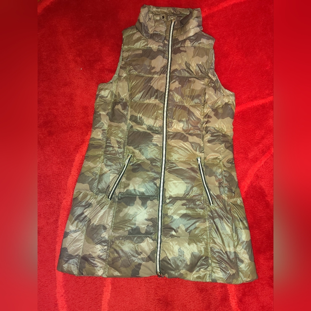 Camo Down Longline Puffer Vest Sz L